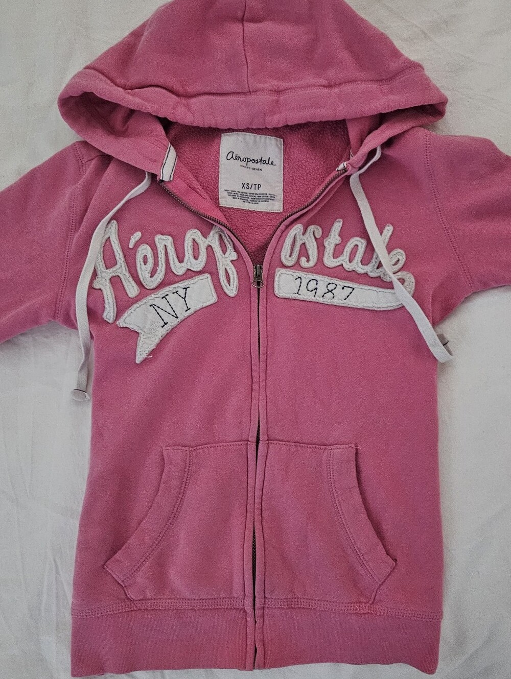 Y2k Aeropostale Pink Zip Up Hoodie - 1987 NY Logo